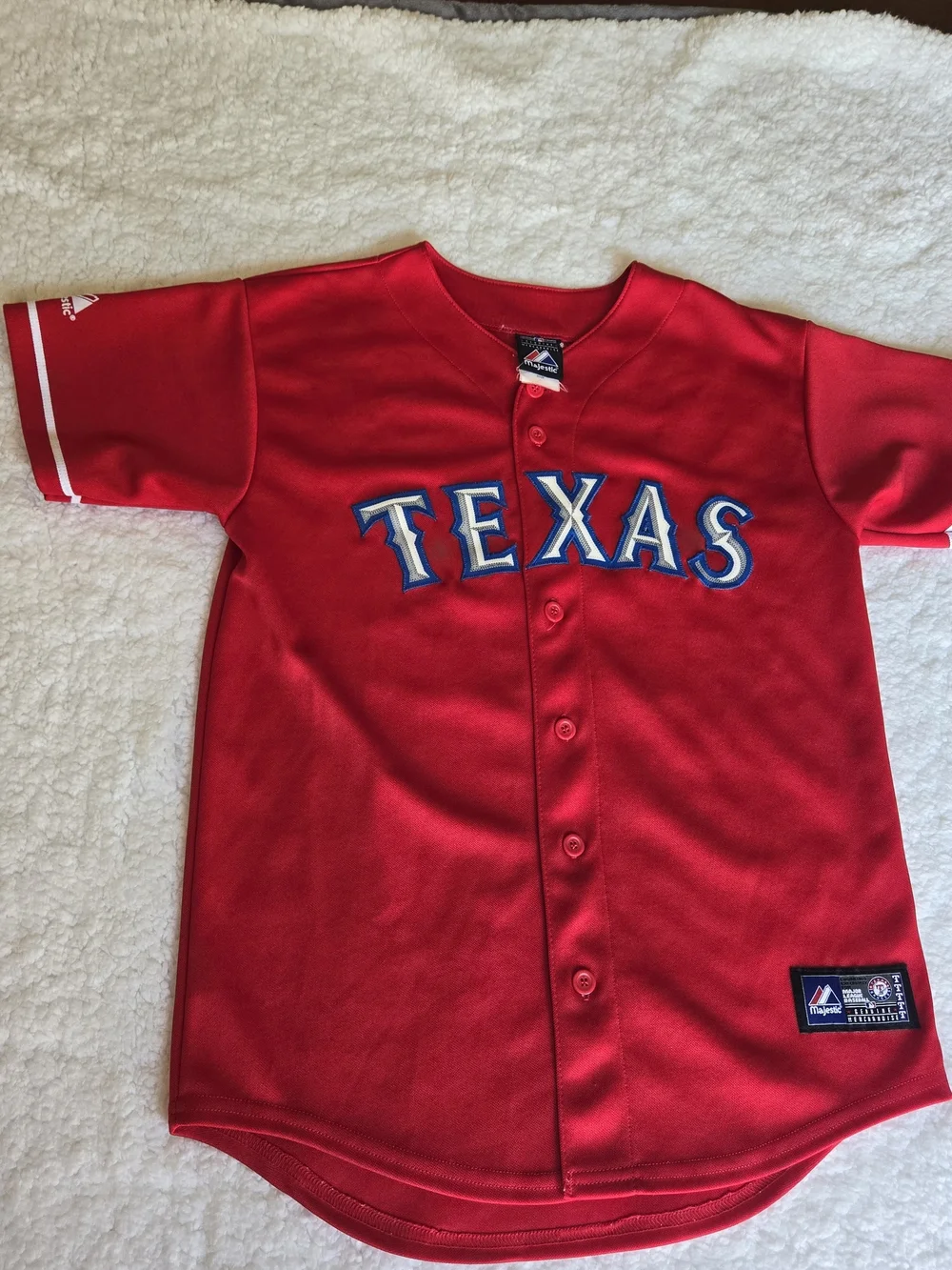 Majestic Red Kids Jersey with Blue and White 'Hamilton 32' Graphics